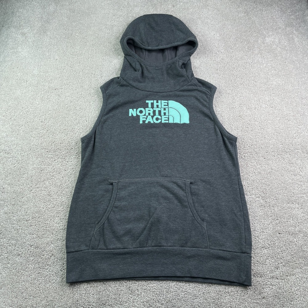 The North Face Hoodie Vest Womens Large Gray Avalon Half Dome Sleeveless Hoody